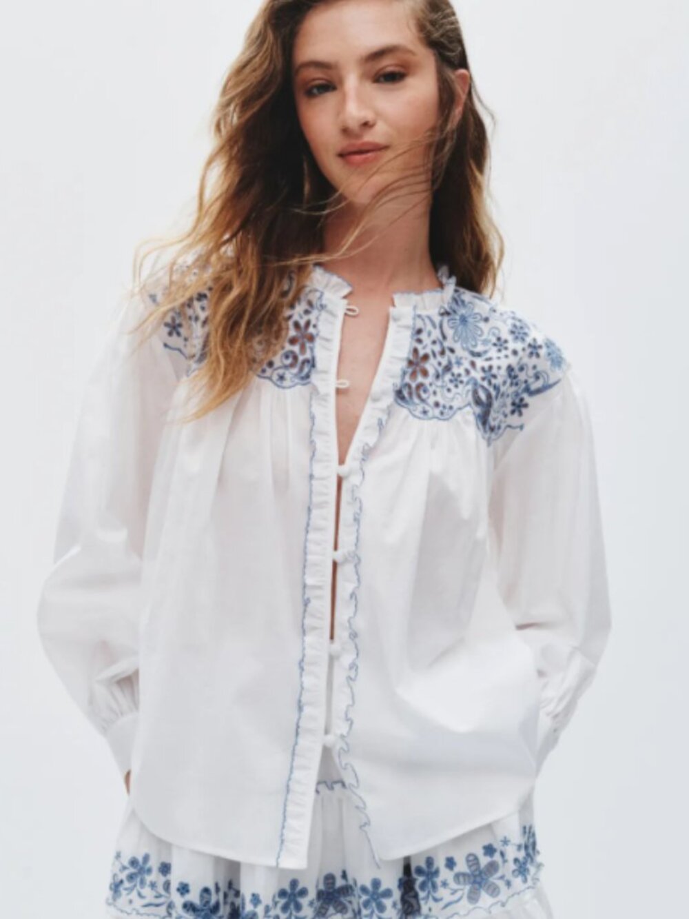 RTR-225 Kate Spade New York Floral Embroidered Blouse